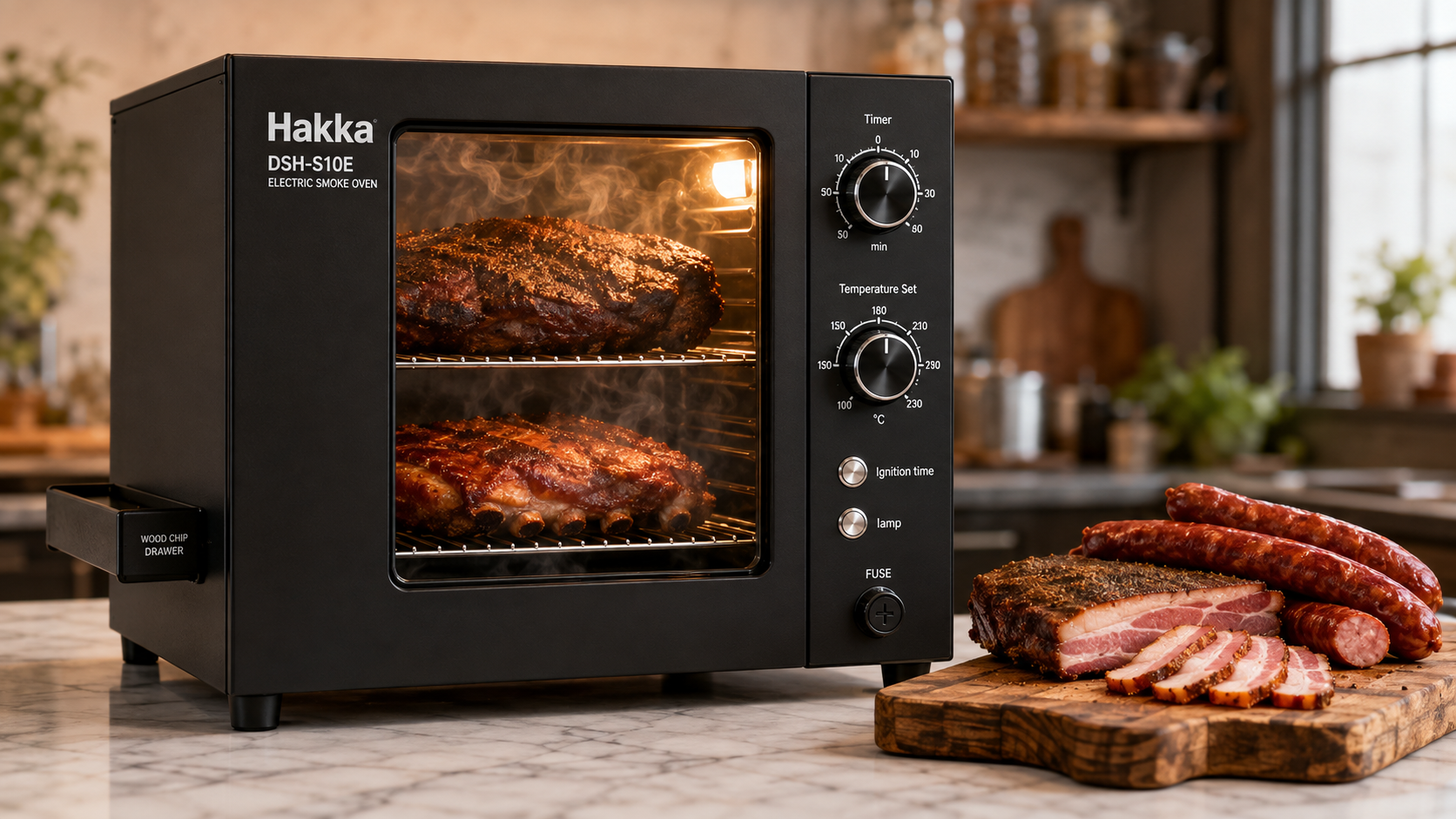 Hakka DSH-S10E 10-tier countertop stainless digital electric jerky smoker